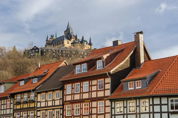 Vy över slottet från staden Wernigerode, Tyskland — Stockfoto