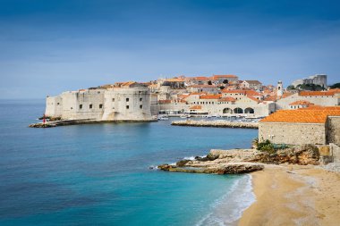 Sabah ışık, Hırvatistan Dubrovnik eski şehir görünümünü