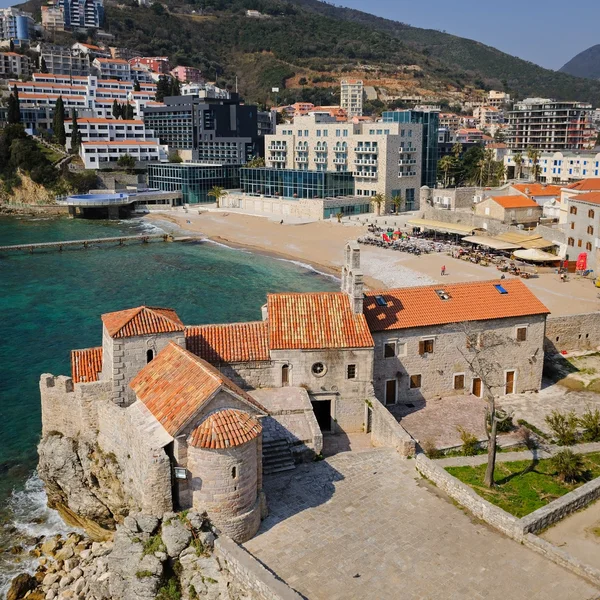 Vista da cidade a partir do auge da fortaleza de Budva, Montenegro — Fotografia de Stock