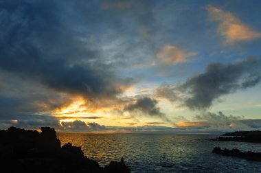 Kış gündoğumu üzerinden Atlantik Okyanusu, La Palma, Canary Islands, İspanya