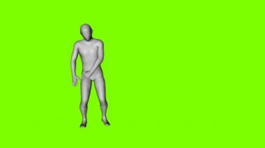 Yüzü Olmayan Adam boşta ve gidiyor, animasyon, yeşil fon