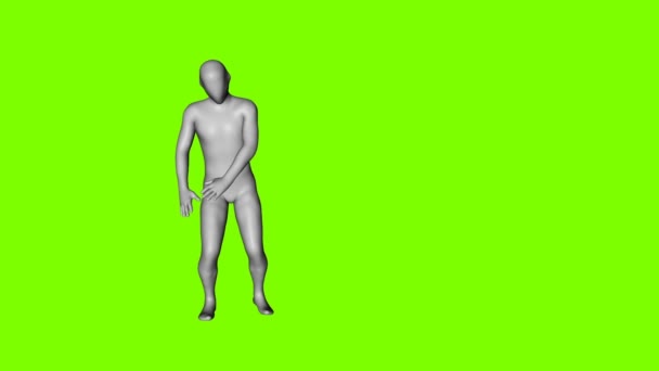 Człowiek bez twarzy bezczynności i idzie, animacja, greenbackground — Wideo stockowe