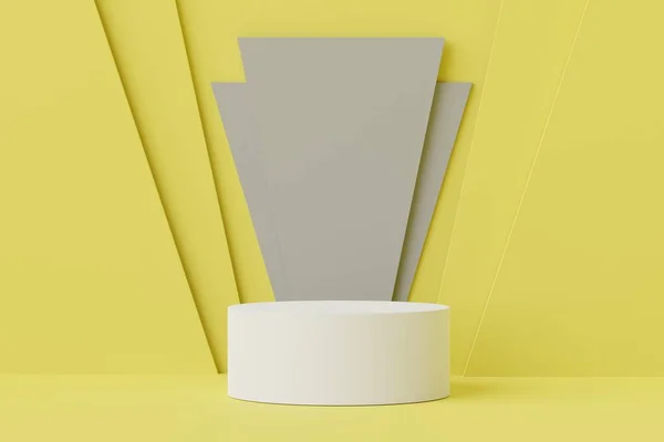 렌더링 Least Scene White Blank Podium Illumized Yellow Color Year — 스톡 사진