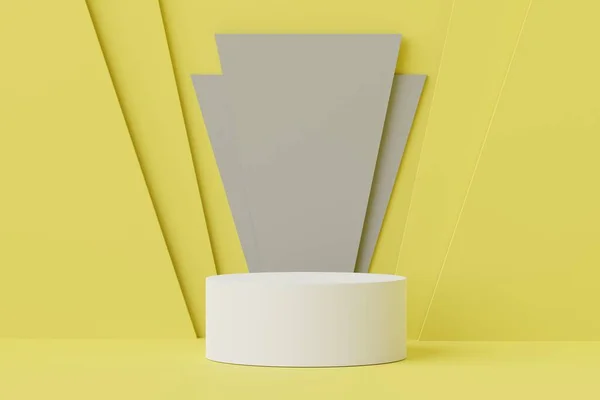 Rendu Scène Minimale Podium Blanc Vierge Avec Illuminating Yellow Couleur — Photo