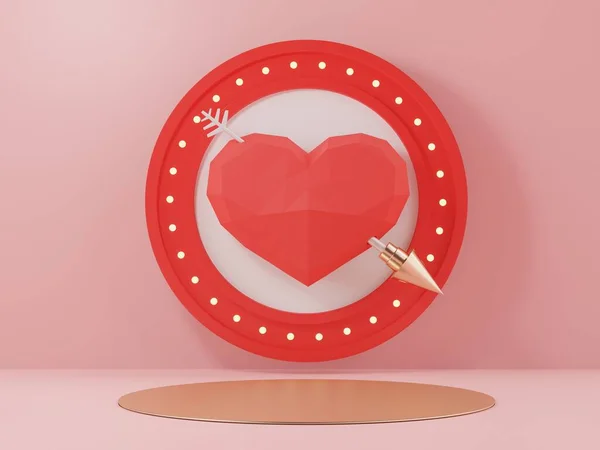 Rendering Minimal Scene Blank Podium Valentine Day Theme Display Stand — Stock Photo, Image