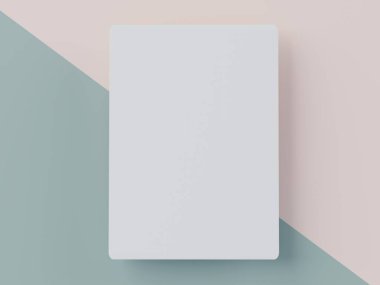 Model oluşturmak ve ürünleri görüntülemek için beyaz boş pankartın üst görünümünü 3d görüntüle