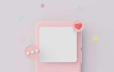 3d render Minimal mini cep telefonu veya akıllı telefon iş için beyaz kopya alanı ile modelleme