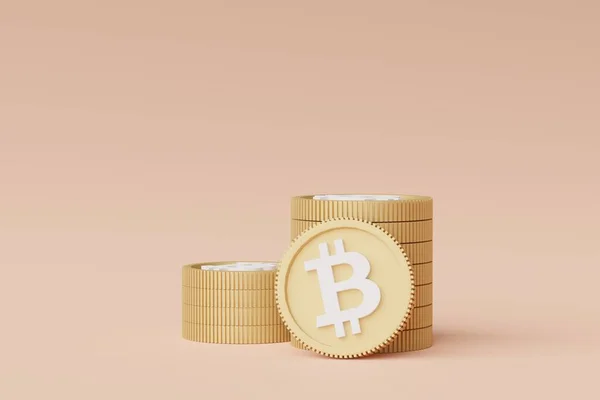 Vykreslení Zásobníku Kryptoměny Bitcoin Koncept Digitální Měny Kryptoměny Nová Virtuální — Stock fotografie