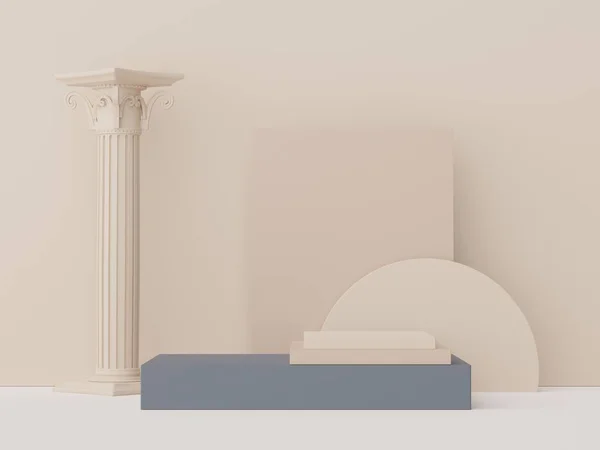 Rendere Astratto Podio Display Minimale Con Sfondo Greco Antico Pilastro — Foto Stock