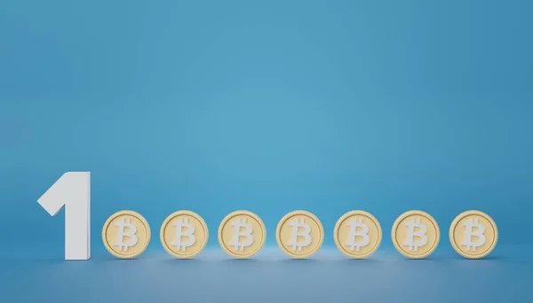Bitcoin Ile Bir Milyonun Boyutlu Görüntüsü Altın Sikkeler Amaç Için — Stok fotoğraf