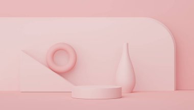 3D ürün ve kozmetik sunumu için podyum. Reklam için çok az sahne var. Web pankartı için soyut temiz arkaplan ve maket.