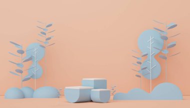 3D ürün ve kozmetik sunumu için podyum. Reklam için çok az sahne var. Web pankartı için soyut temiz arkaplan ve maket.