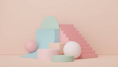 3D ürün ve kozmetik sunumu için podyum. Reklam için çok az sahne var. Web pankartı için soyut temiz arkaplan ve maket.