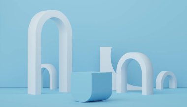 3D ürün ve kozmetik sunumu için podyum. Reklam için çok az sahne var. Web pankartı için soyut temiz arkaplan ve maket.