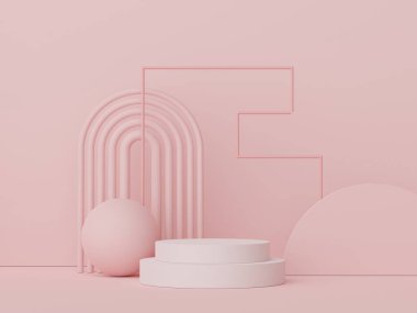 3D ürün ve kozmetik sunumu için podyum. Reklam için çok az sahne var. Web pankartı için soyut temiz arkaplan ve maket.