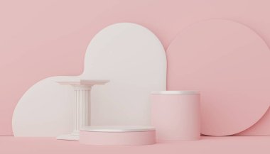 3D ürün ve kozmetik sunumu için podyum. Reklam için çok az sahne var. Web pankartı için soyut temiz arkaplan ve maket.