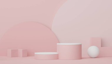 3D ürün ve kozmetik sunumu için podyum. Reklam için çok az sahne var. Web pankartı için soyut temiz arkaplan ve maket.