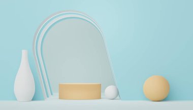 3D ürün ve kozmetik sunumu için podyum. Reklam için çok az sahne var. Web pankartı için soyut temiz arkaplan ve maket.