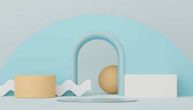 3D ürün ve kozmetik sunumu için podyum. Reklam için çok az sahne var. Web pankartı için soyut temiz arkaplan ve maket.