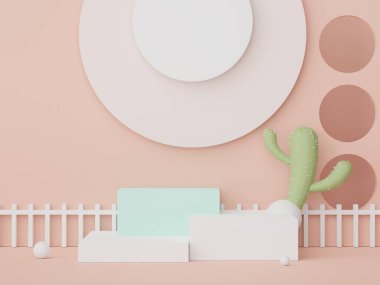 3D ürün ve kozmetik sunumu için podyum. Reklam için çok az sahne var. Web pankartı için soyut temiz arkaplan ve maket.