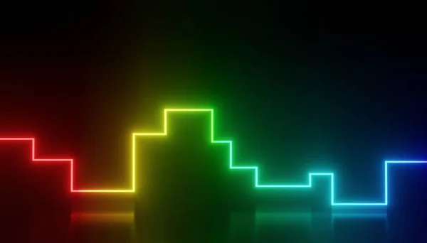 Render Rgb Neon Fény Sötétség Háttér Absztrakt Lézervonalak Éjjel Látszanak — Stock Fotó