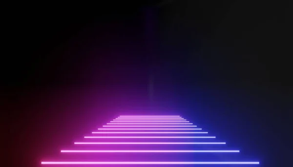 Renderização Luz Néon Rgb Fundo Escuro Linhas Laser Abstratas Mostram — Fotografia de Stock