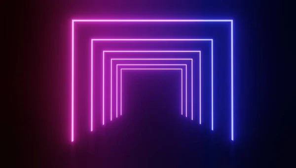 Render Rgb Neon Fény Sötétség Háttér Absztrakt Lézervonalak Éjjel Látszanak — Stock Fotó