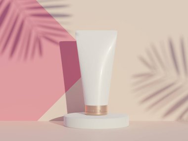 3 boyutlu boş kozmetik cilt ürünleri ya da paketleme modeli. Güzellik sabunu ve spa konsepti. Cilt sağlığı için losyon yağı nemlendirici. Markalaşma için kaliteli ve lüks tasarım.