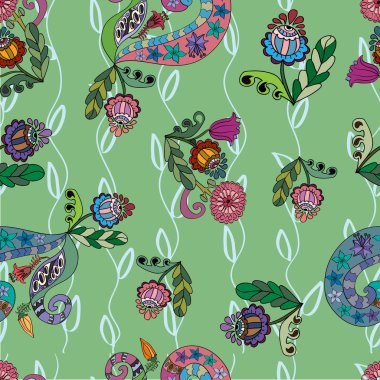 Dekoratif çiçeklerle kusursuz desen.