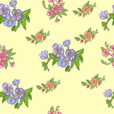 Sorunsuz çiçek suluboya tasarım deseni