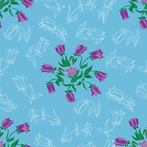 Απρόσκοπτη μοτίβο με λουλούδια. — Διανυσματικό Αρχείο