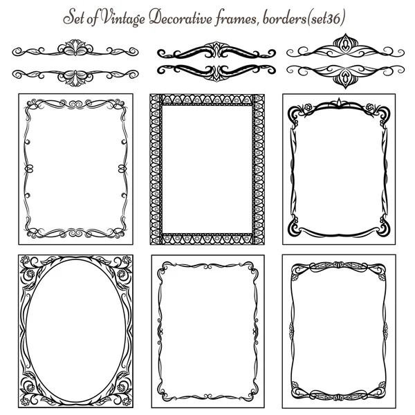 Set of decorative borders and frames — Stock Vector