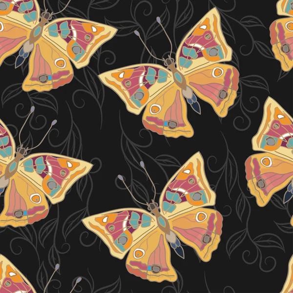 Modèle sans couture avec des papillons. — Image vectorielle