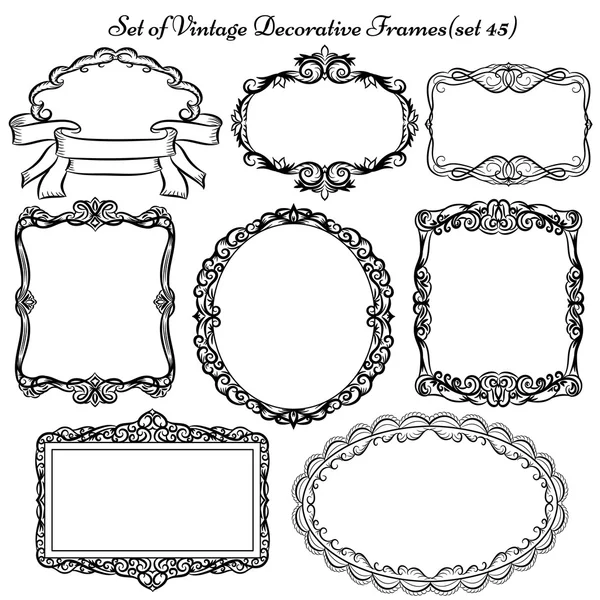 装飾的なヴィンテージ要素とボーダーのセット. — ストックベクタ