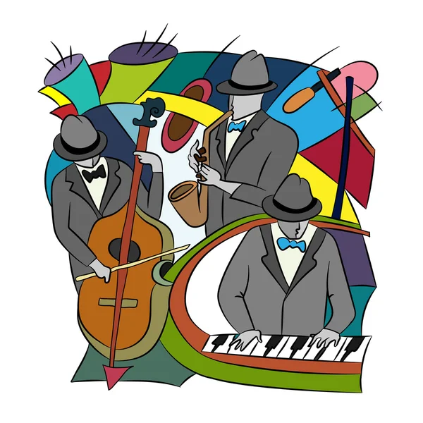 Illustration with jazz players. — Stock Vector