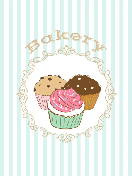 Illustration mit Cupcakes — Stockvektor