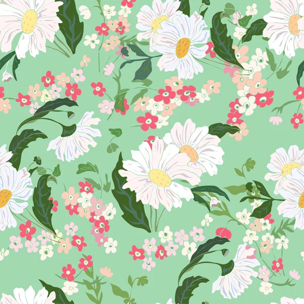 Seamless pattern with daisy — Stock Vector