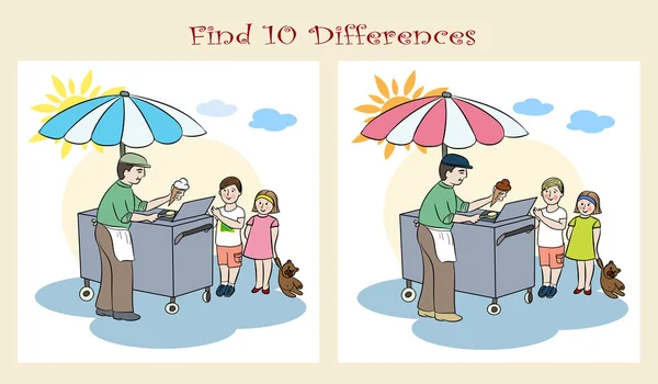 Find ten difference. Visual puzzle. — Stock Vector