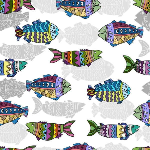 Seamless pattern with ornamental fish — Stock Vector