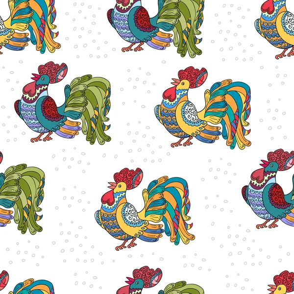 Seamless pattern with roosters — Stock Vector