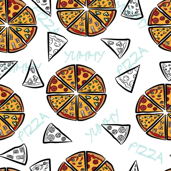 Naadloze patroon met pizza segmenten — Stockvector