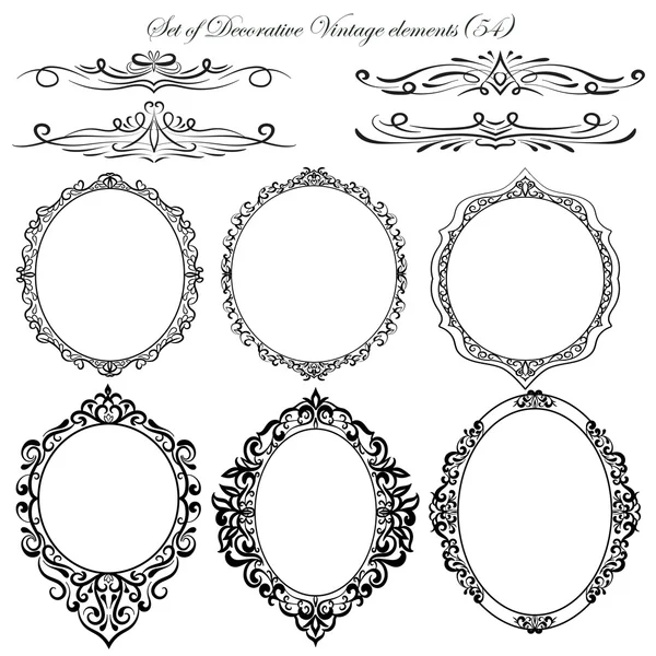 Set of Vintage Ornamental borders and frames — Stock Vector