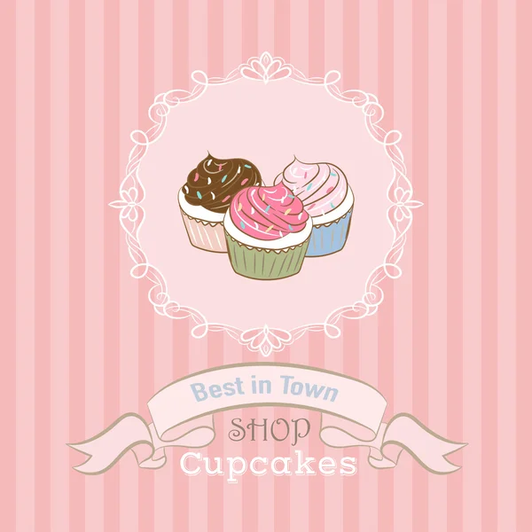 Illustration mit Cupcakes — Stockvektor