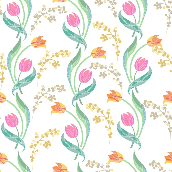 Patrón sin costuras con tulipanes — Archivo Imágenes Vectoriales