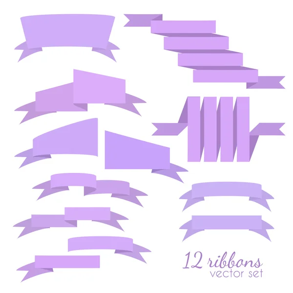 Set of 12 vector ribbons — Stock Vector