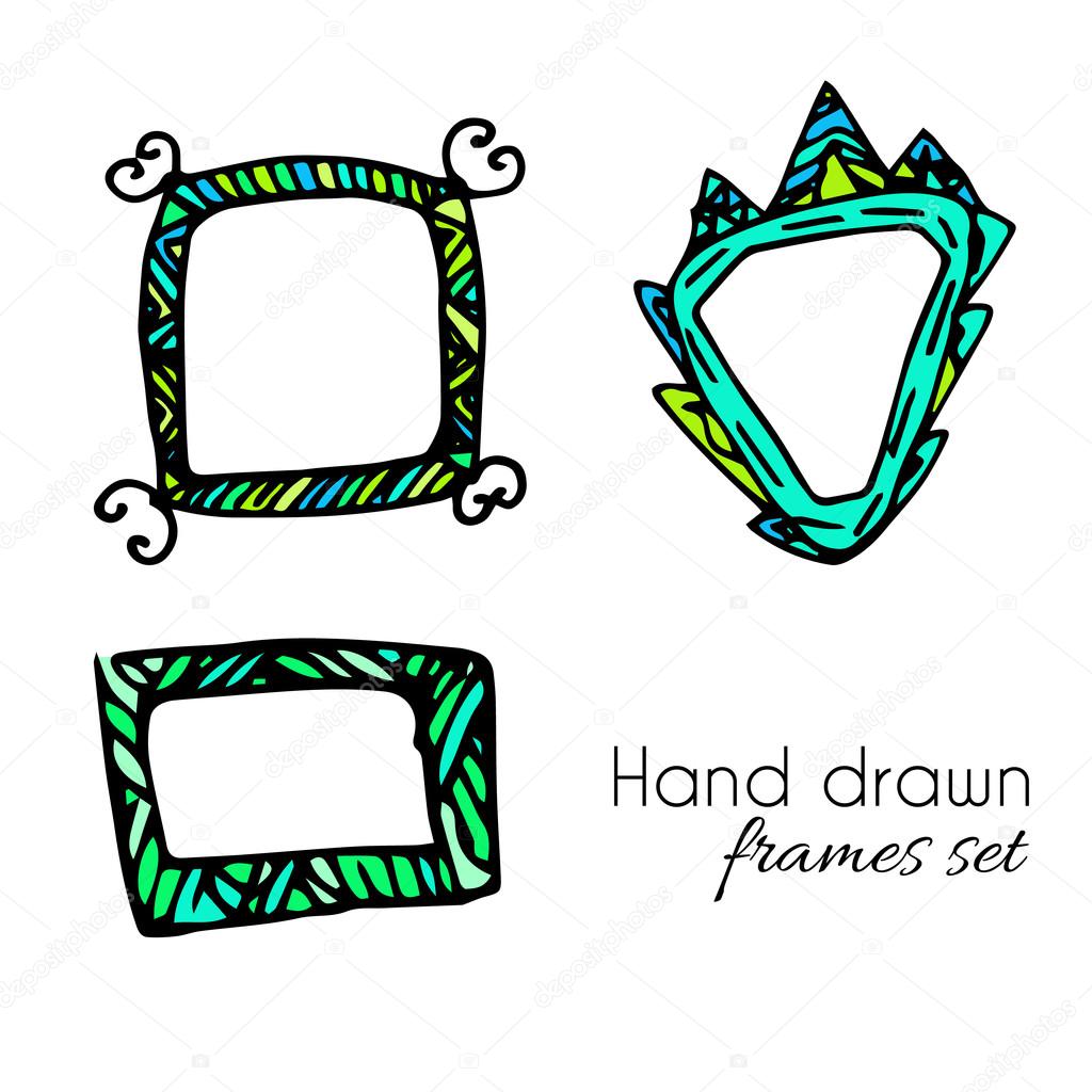 Hand drawn frames vector set