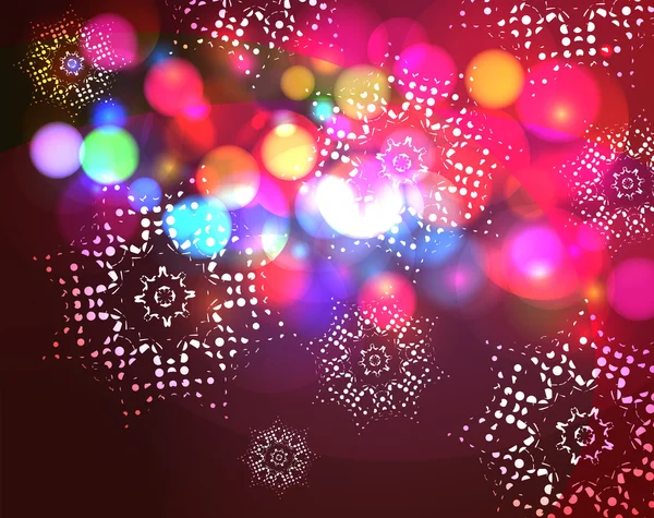 Efecto Bokeh fondo de Navidad con copos de nieve — Vector de stock