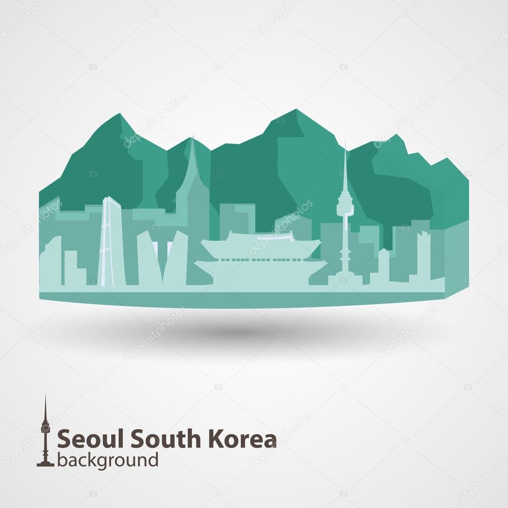 Seoul, South Korea skyline illustration