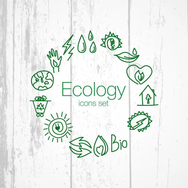 Hand drawn ecology icons. Vector doodles — Stock Vector