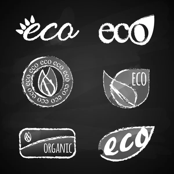 Ecology chalk icons set — Stock Vector